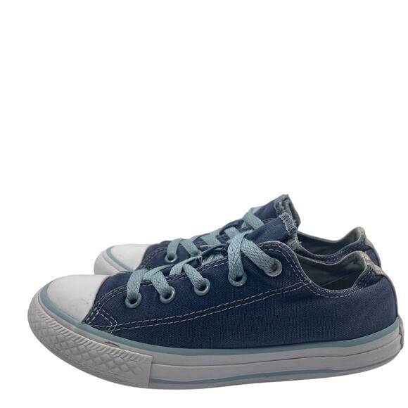 Converse All Star Double Tongue Blue Canvas Blue Low Shoes Junior Youth 1 - Picture 1 of 8